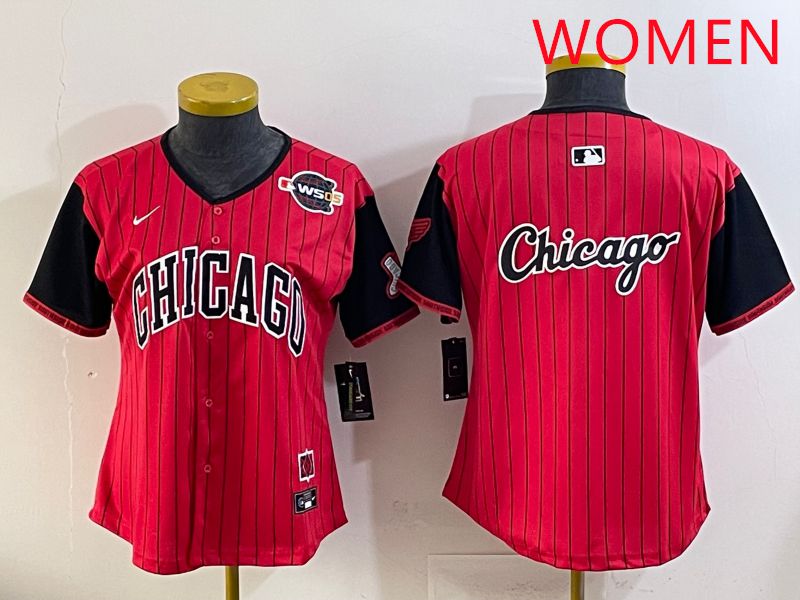 Women Chicago White Sox Blank Red Stripe Joint Name Nike 2025 MLB Jersey style 17->women mlb jersey->Women Jersey